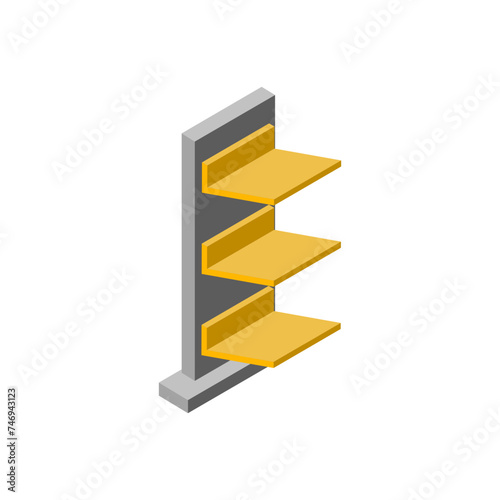 Open drawers pedestal in yellow and grey color.