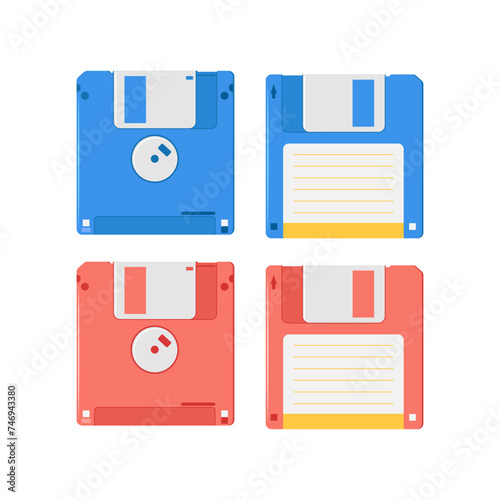 Pink and blue floppy disk or diskette