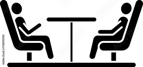 People with dinning table lifestyle concept. Glyph icon or symbol.