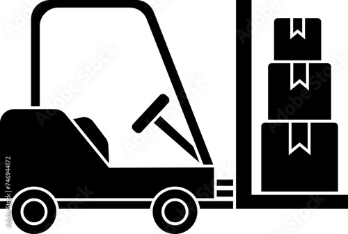 Delivery forklift icon in b&w color.