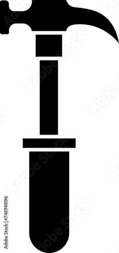 Flat style hammer glyph icon or symbol.