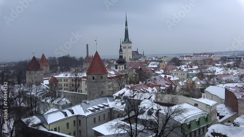 Panorama of Old Tallinn on a cloudy March day. Estonia photo