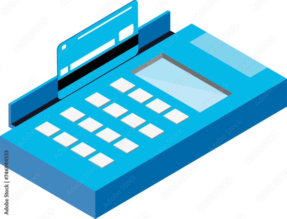 Pos terminal or swipe machine icon with credit card. Pos terminal or swipe machine icon with credit card.