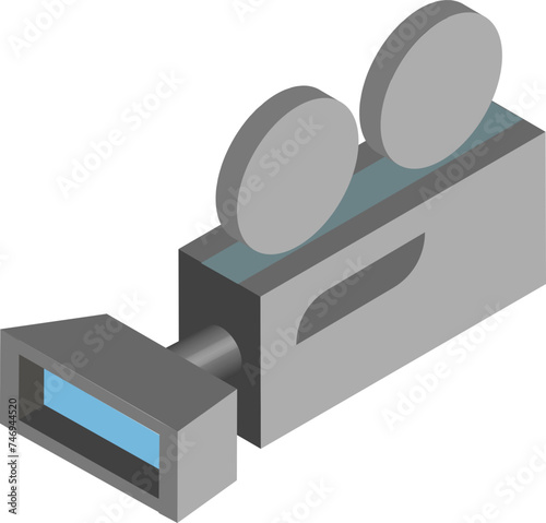 Video camera icon or symbol in 3d.