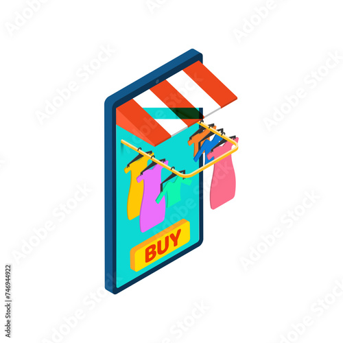 Colorful ladies dress collection in smartphone for Online shopping.