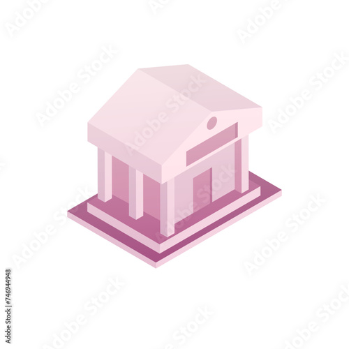 Bank symbol in pink color.
