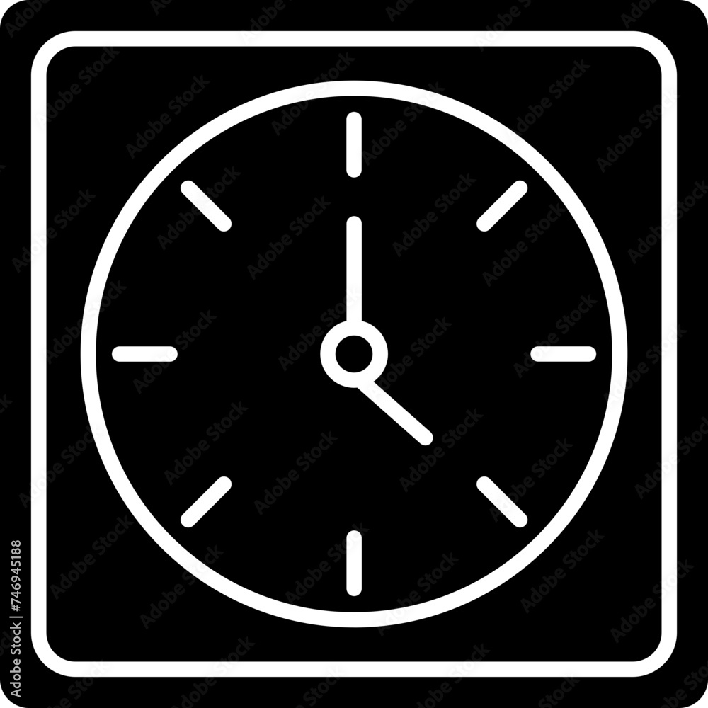 Isolated wall clock icon in b&w color. Isolated wall clock icon in b&w color.