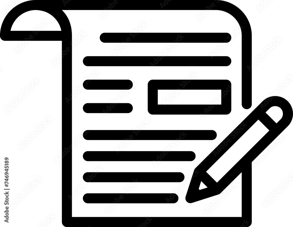 Agreement or document paper icon in line art. Agreement or document paper icon in line art.