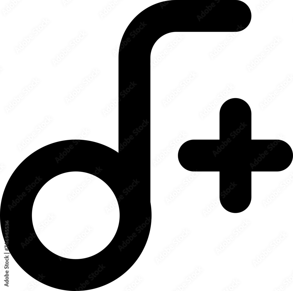 Add music icon or symbol in black line art. Add music icon or symbol in black line art.