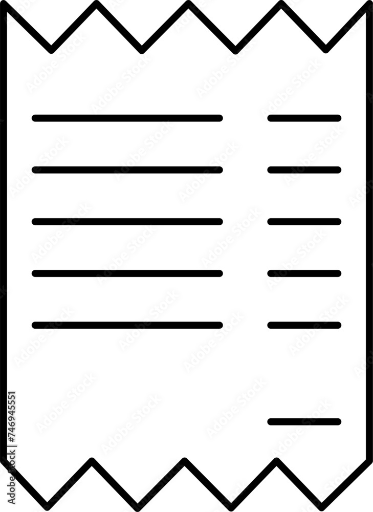 Receipt icon isolated in line art. Receipt icon isolated in line art.
