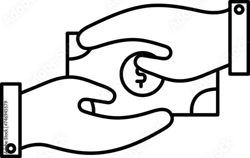 Line art illustration of cash payment icon.