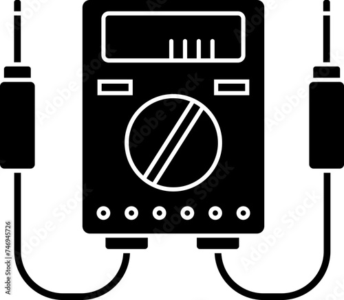 B&W multimeter icon in flat style.