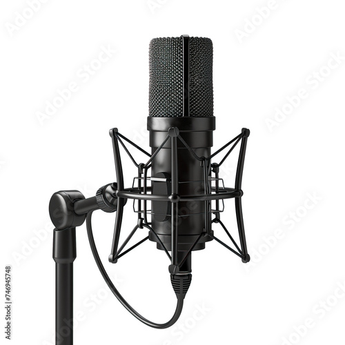Black studio broadcast microphone