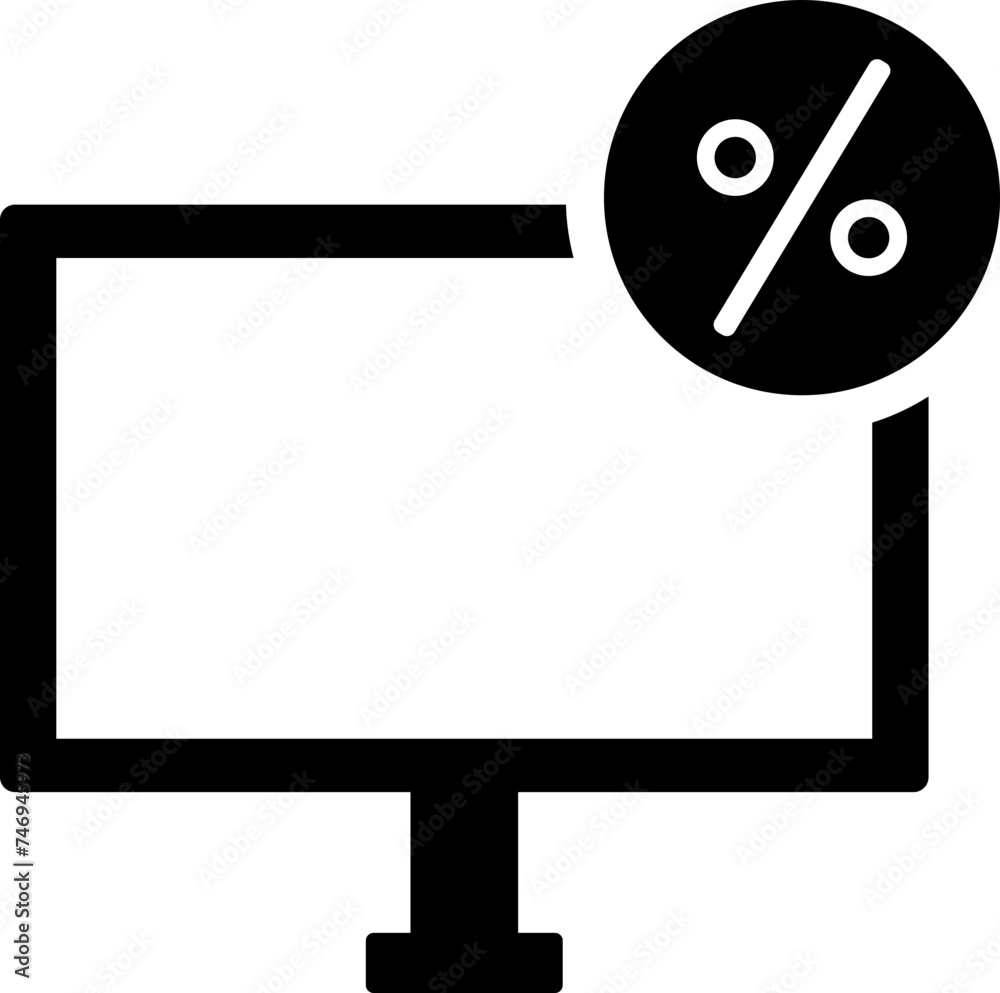 Electronic sale icon with desktop in b&w color. Electronic sale icon with desktop in b&w color.