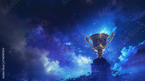 The Trophy Shines in the Ethereal Light of the Starry Night Sky.