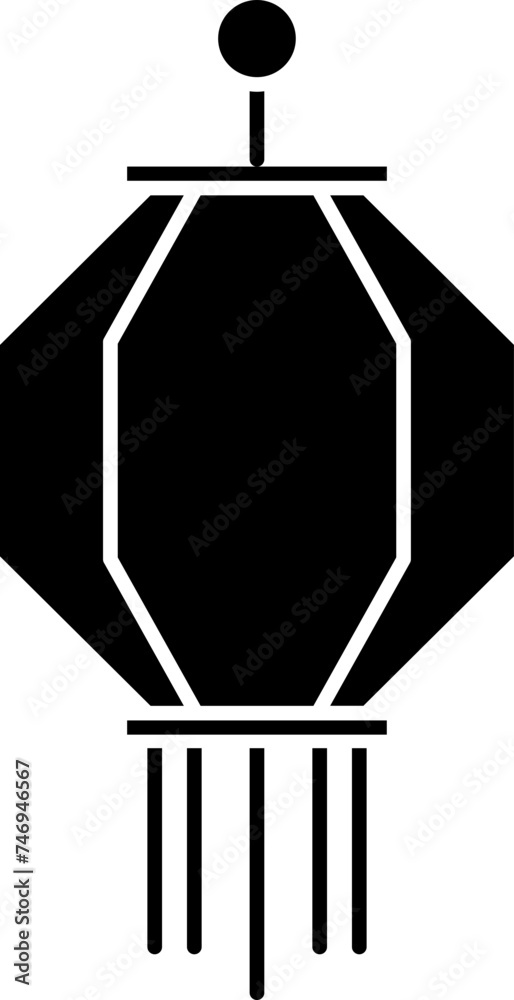 B&W Chinease lantern icon.