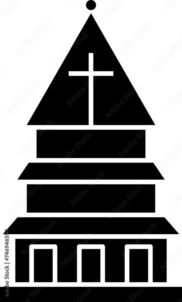 B&W church icon in flat style. B&W church icon in flat style.