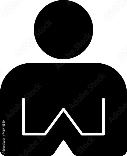 Glyph icon or symbol of a man performing prayer.