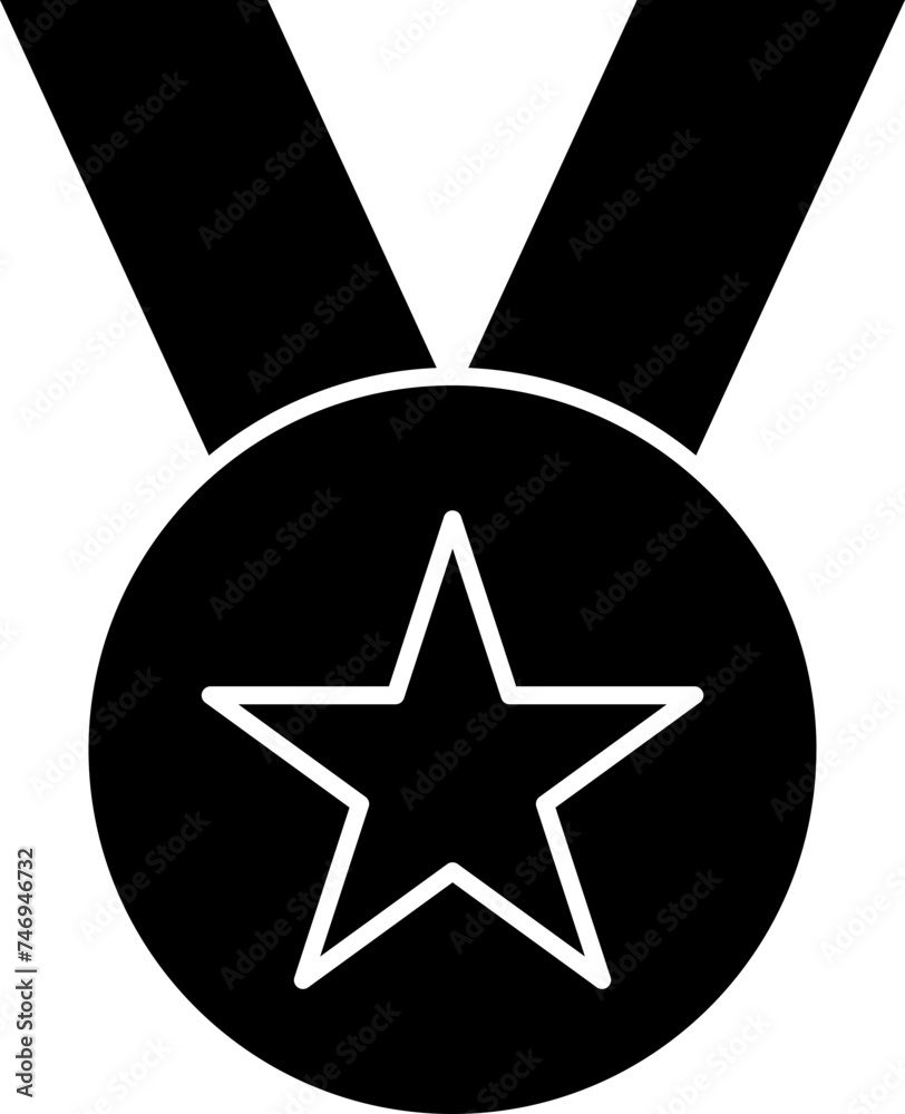 Star medal icon or symbol in b&w color. Star medal icon or symbol in b&w color.