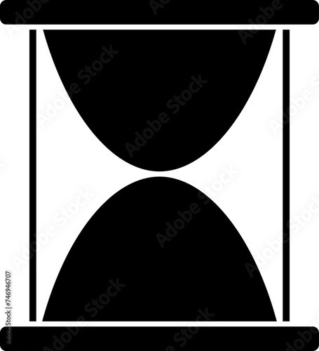 B&W hourglass icon in flat style. 