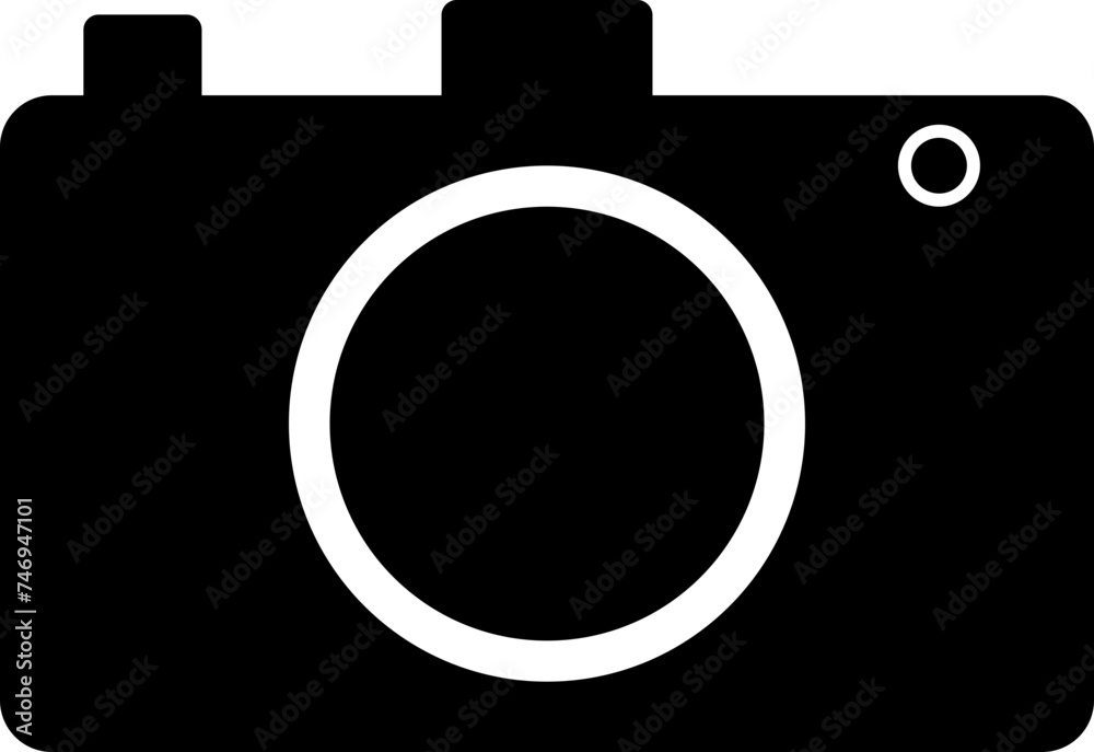 B&W camera icon in flat style.