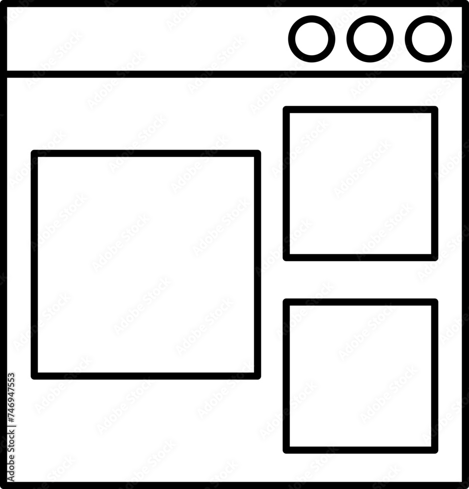 Line art illustration of web page icon or symbol.
