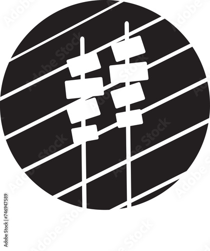 Top view of barbecue grill icon in b&w color.