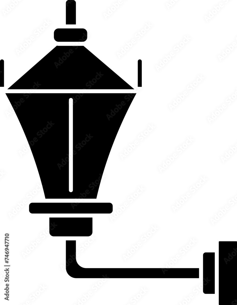 B&W street lamp icon in flat style. B&W street lamp icon in flat style.