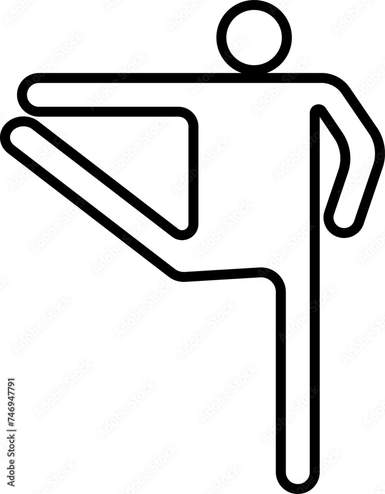Black line art faceless man holding leg and stretching arm for yoga concept. Black line art faceless man holding leg and stretching arm for yoga concept.