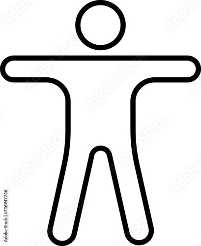 Character of a faceless man stretching arms pose.