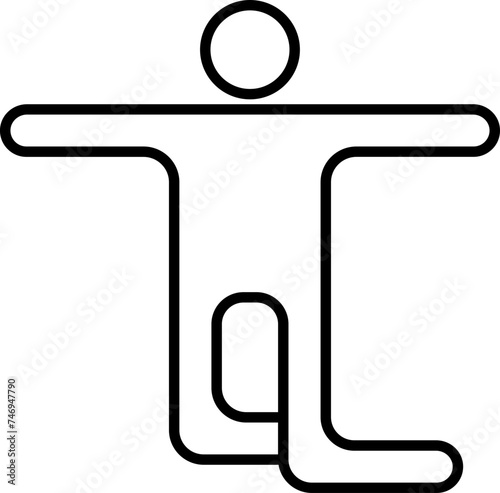Character of a man performing yoga in black line art.