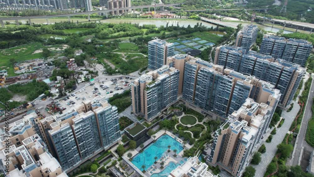 The residential development project in the Northern Metropolis area of Kam Tin Yuen Long New Territories Hong Kong,surrounded by agricultural land and villages The residential development project in the Northern Metropolis area of Kam Tin Yuen Long New Territories Hong Kong,surrounded by agricultural land and villages