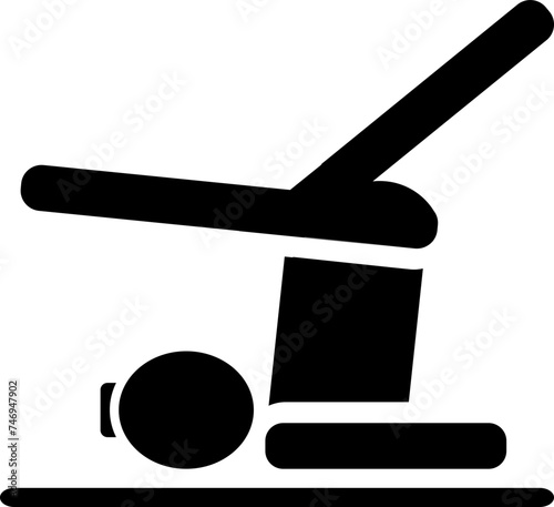 Illustration of man performing yoga. Glyph sign or symbol.