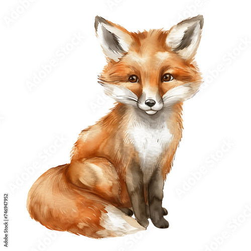 Timeless BeautyWatercolor Cute Little Fox Clipart