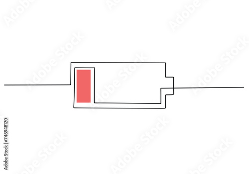 Low energy battery. Continuous one line art drawing.