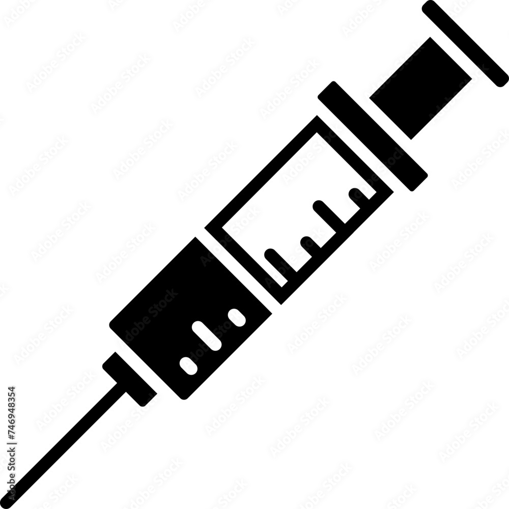 B&W syringe icon in flat style. B&W syringe icon in flat style.