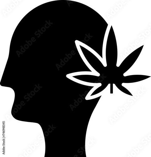 Human weed icon in b&w color.
