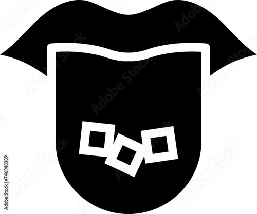 LSD on tongue icon in b&w color.