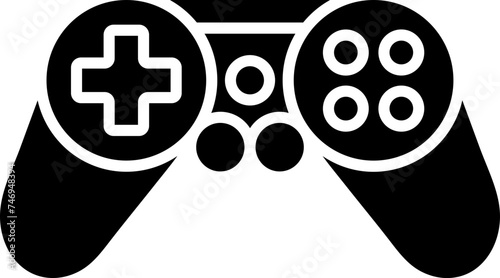 Gamepad or joystick icon in b&w color.