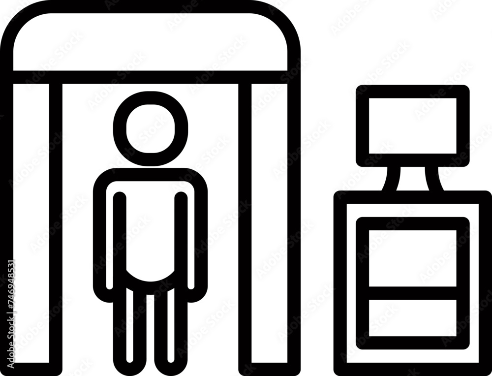 People security scanner machine line art icon. People security scanner machine line art icon.