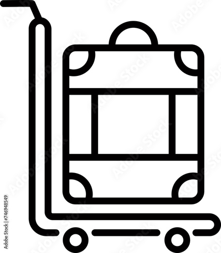 Isolated luggage cart flat icon.
