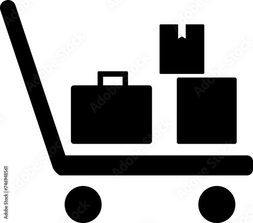 Luggage trolley glyph icon in flat style.