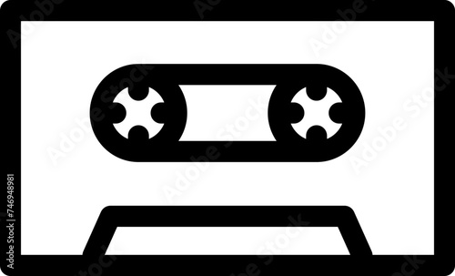 Line art illustration of cassette icon.