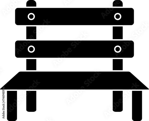 Glyph icon or symbol of bench in b&w color.