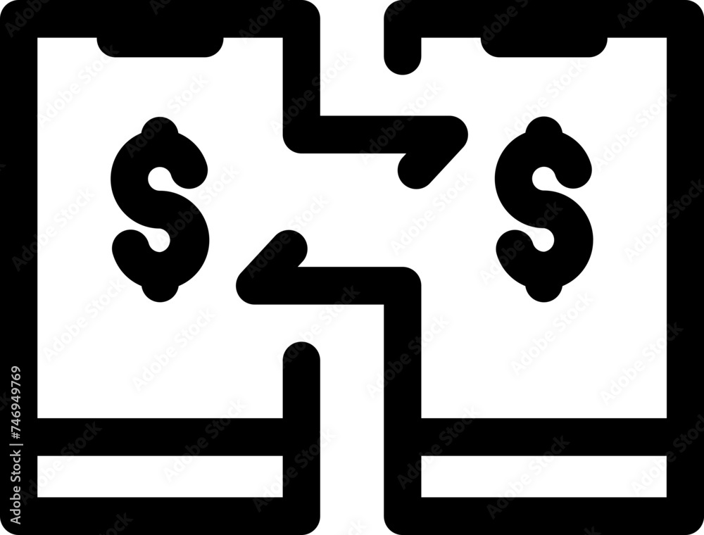 Online money transfer icon from smartphone. Online money transfer icon from smartphone.