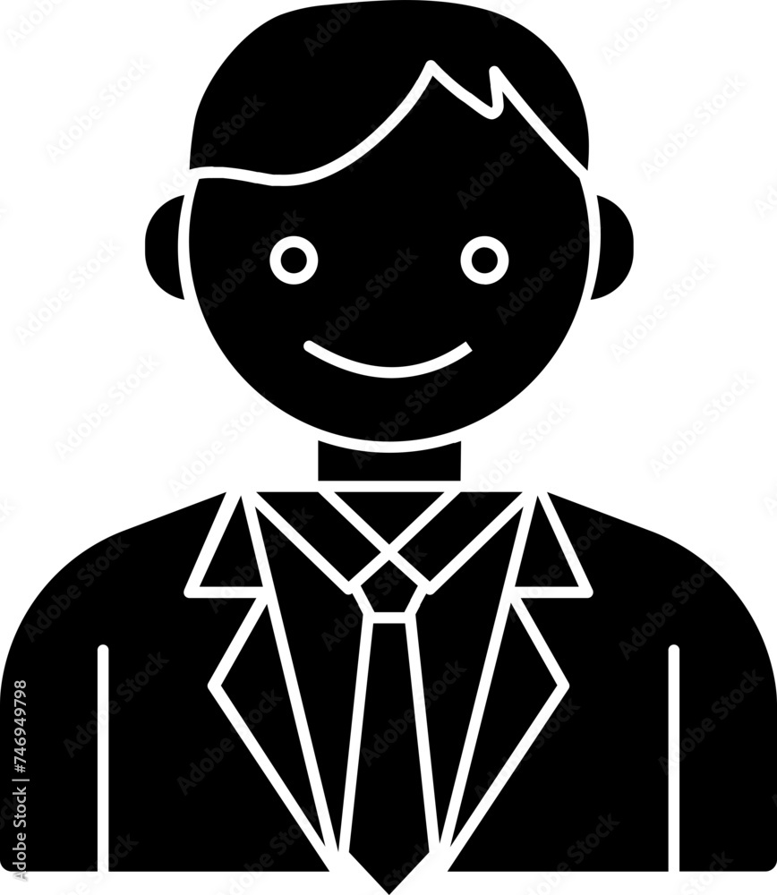 B&W illustration banker icon in flat style. B&W illustration banker icon in flat style.