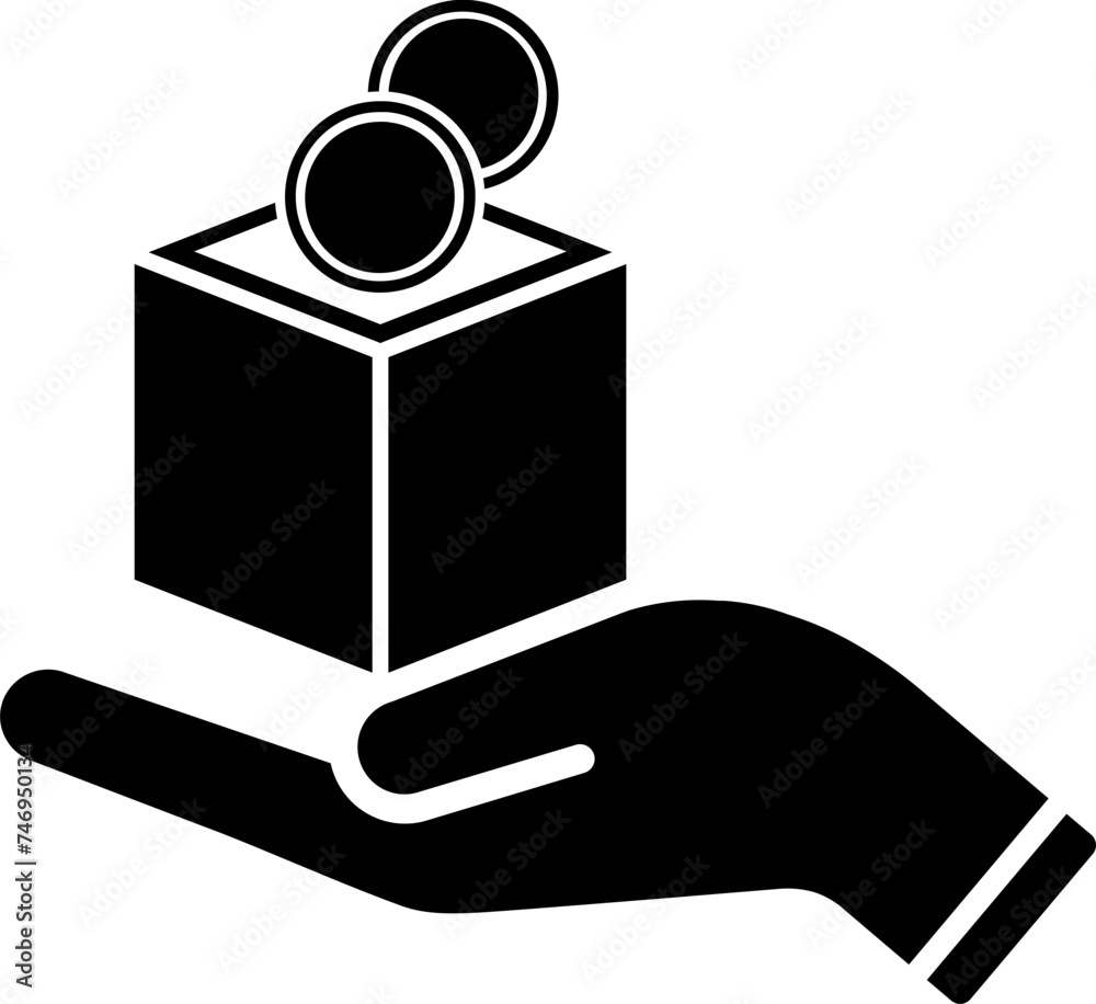 Block reward box on hand sign or symbol. Block reward box on hand sign or symbol.