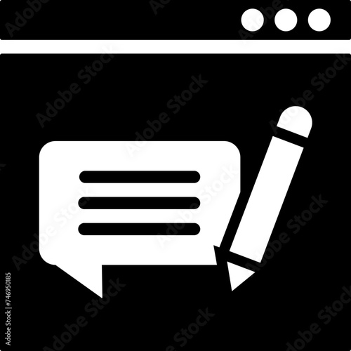 Glyph write comments icon or symbol.