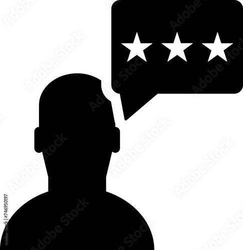 Customer rating icon in b&w color.