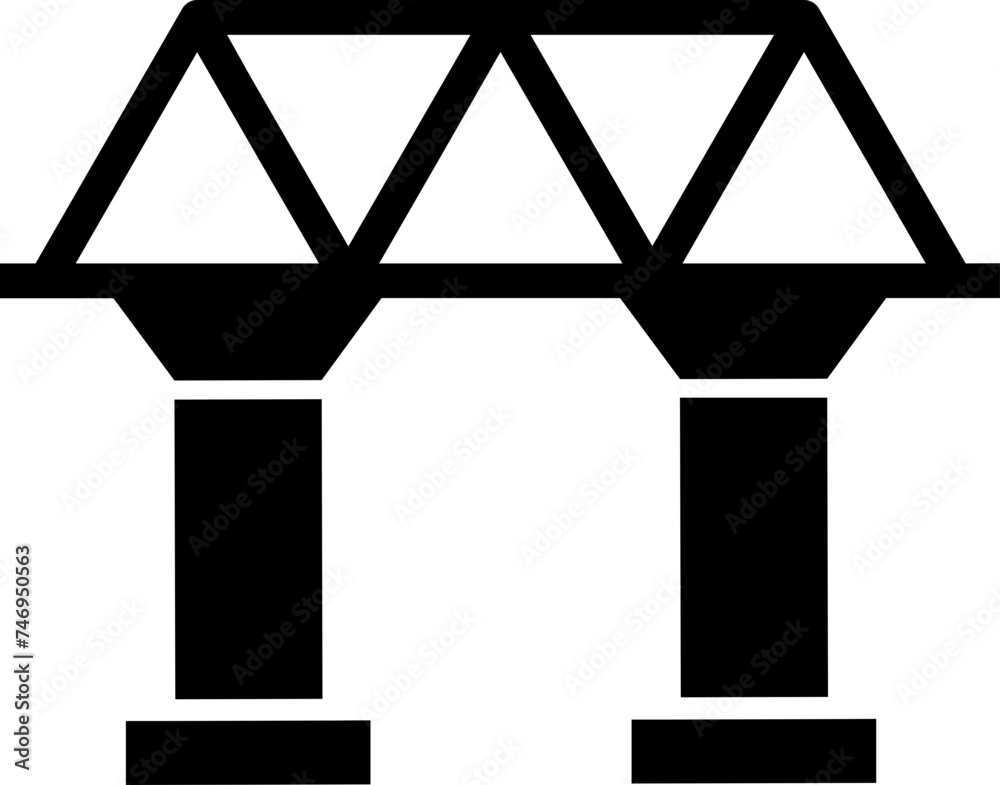 B&W illustration of truss bridge icon. B&W illustration of truss bridge icon.